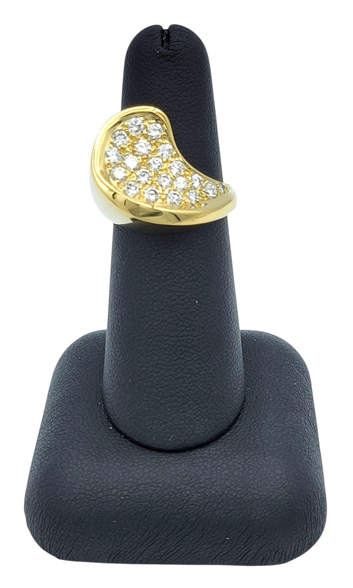 Sculptural Curved Pavé Diamond Cocktail Ring in 18 Karat Yellow Gold, E-F / VS1 For Sale 7