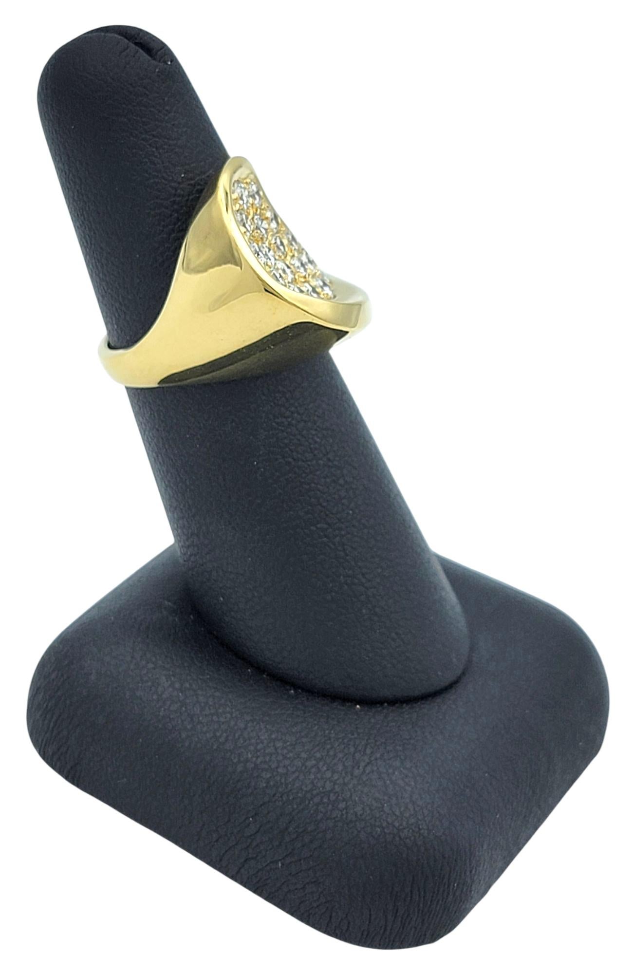 Sculptural Curved Pavé Diamond Cocktail Ring in 18 Karat Yellow Gold, E-F / VS1 For Sale 9