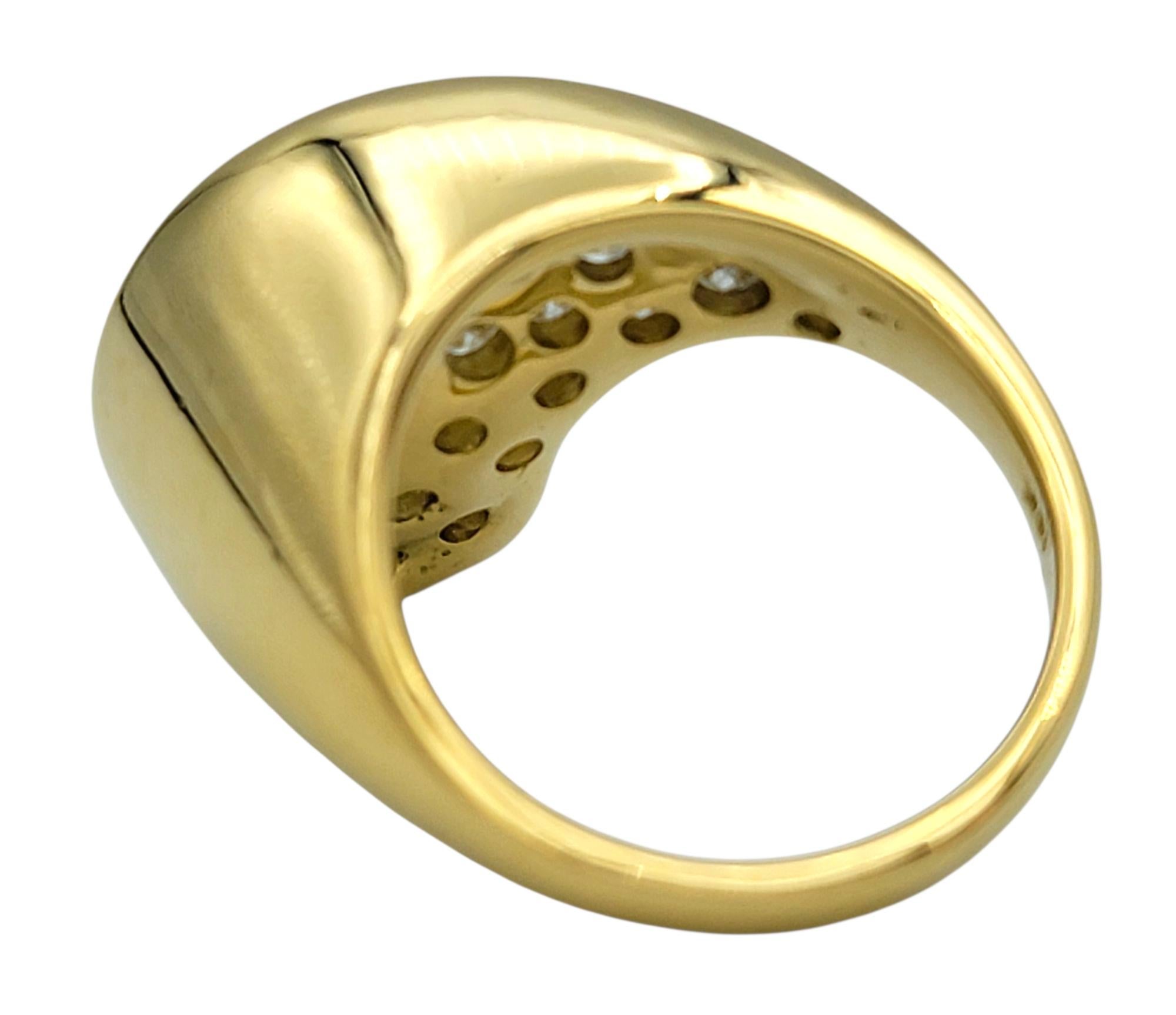 Sculptural Curved Pavé Diamond Cocktail Ring in 18 Karat Yellow Gold, E-F / VS1 For Sale 1