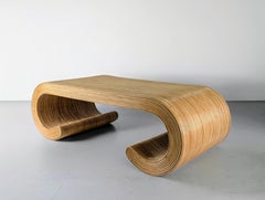 Sculptural Curved Rattan Coffee Table, 1970s