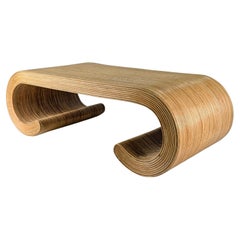 Sculptural Curved Rattan Coffee Table, 1970s