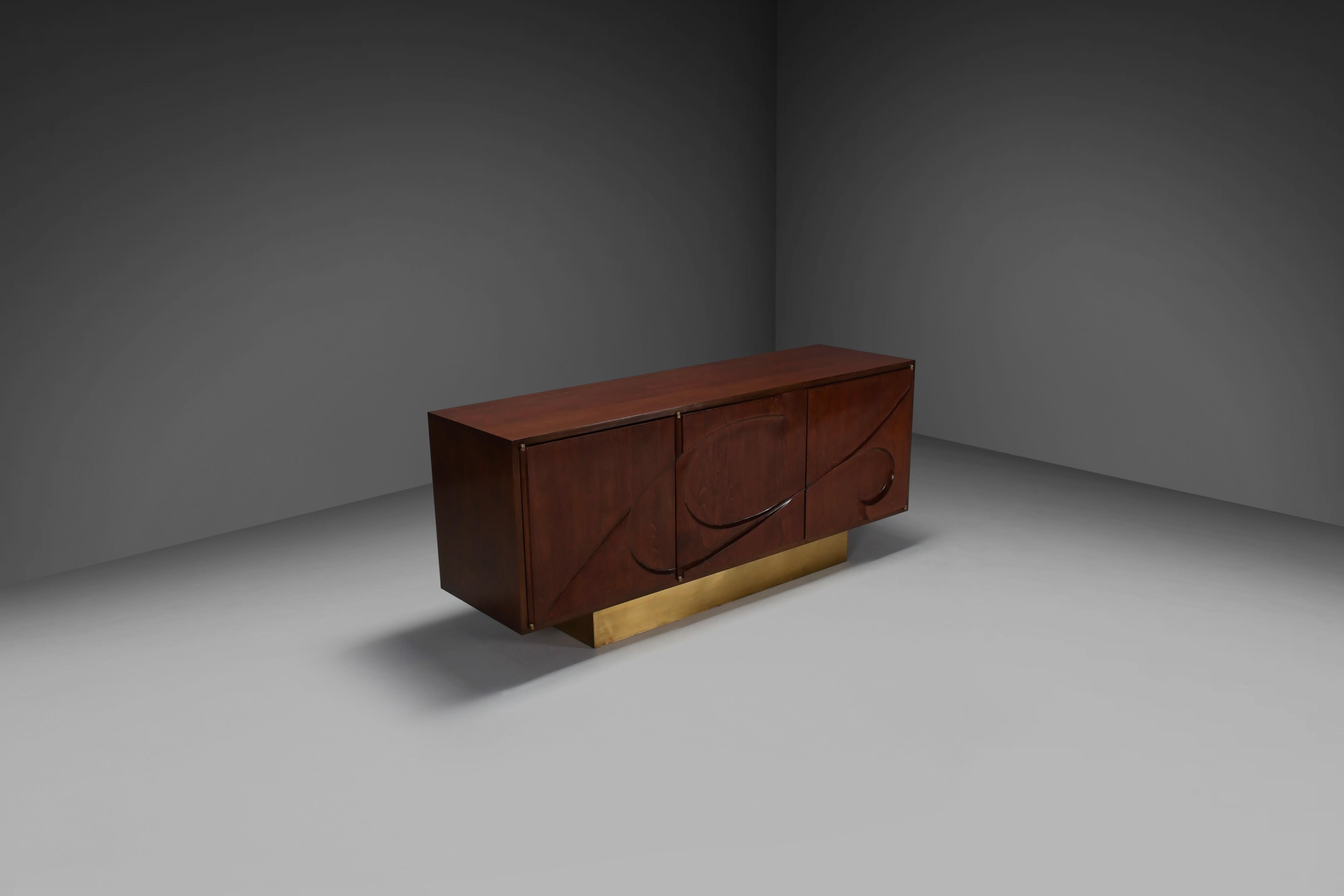 Mid-Century Modern Sculptural Curved Wooden Sideboard in the style of Michael Coffey For Sale