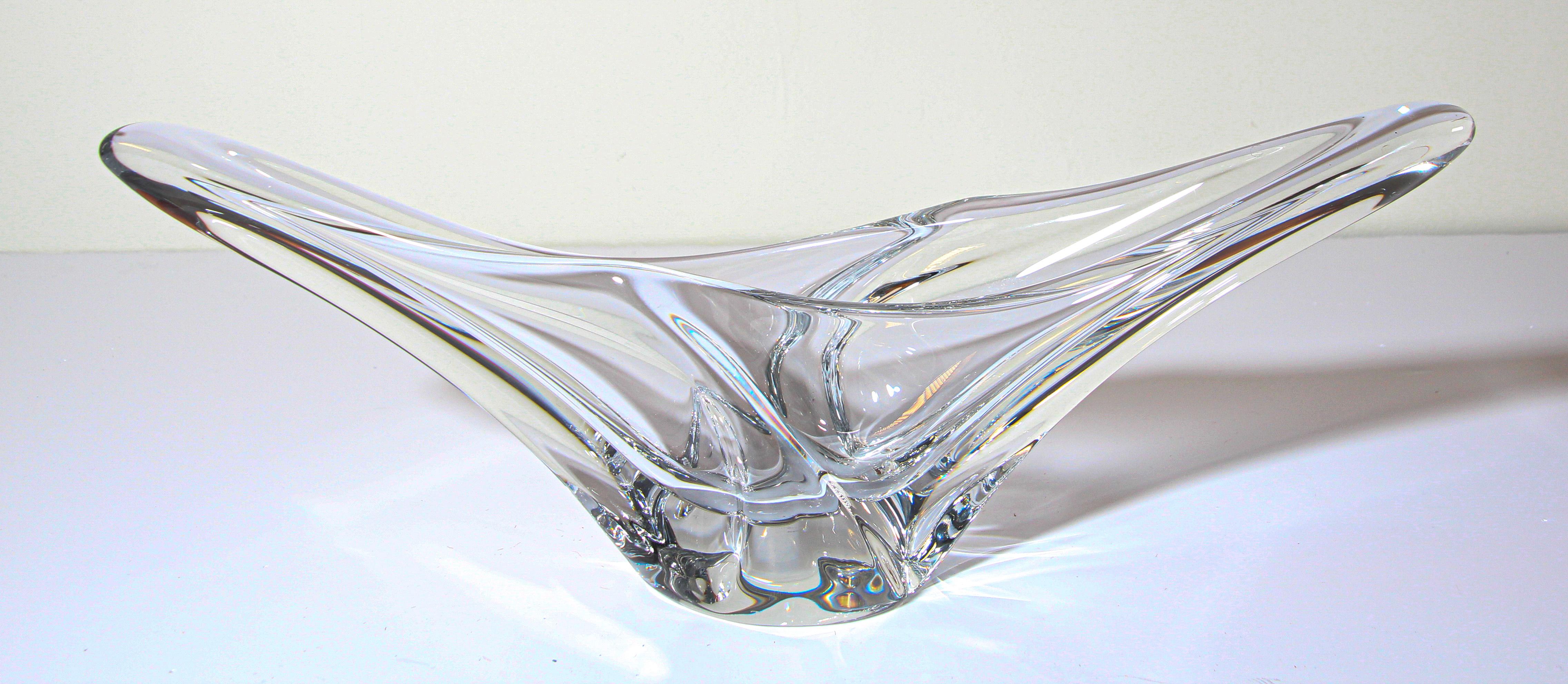 Sculptural Curvilinear Art Glass Fruit Bowl by Daum, France For Sale 8
