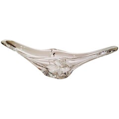 Skulpturale geschwungene Obstschale aus Kunstglas von Daum, Frankreich