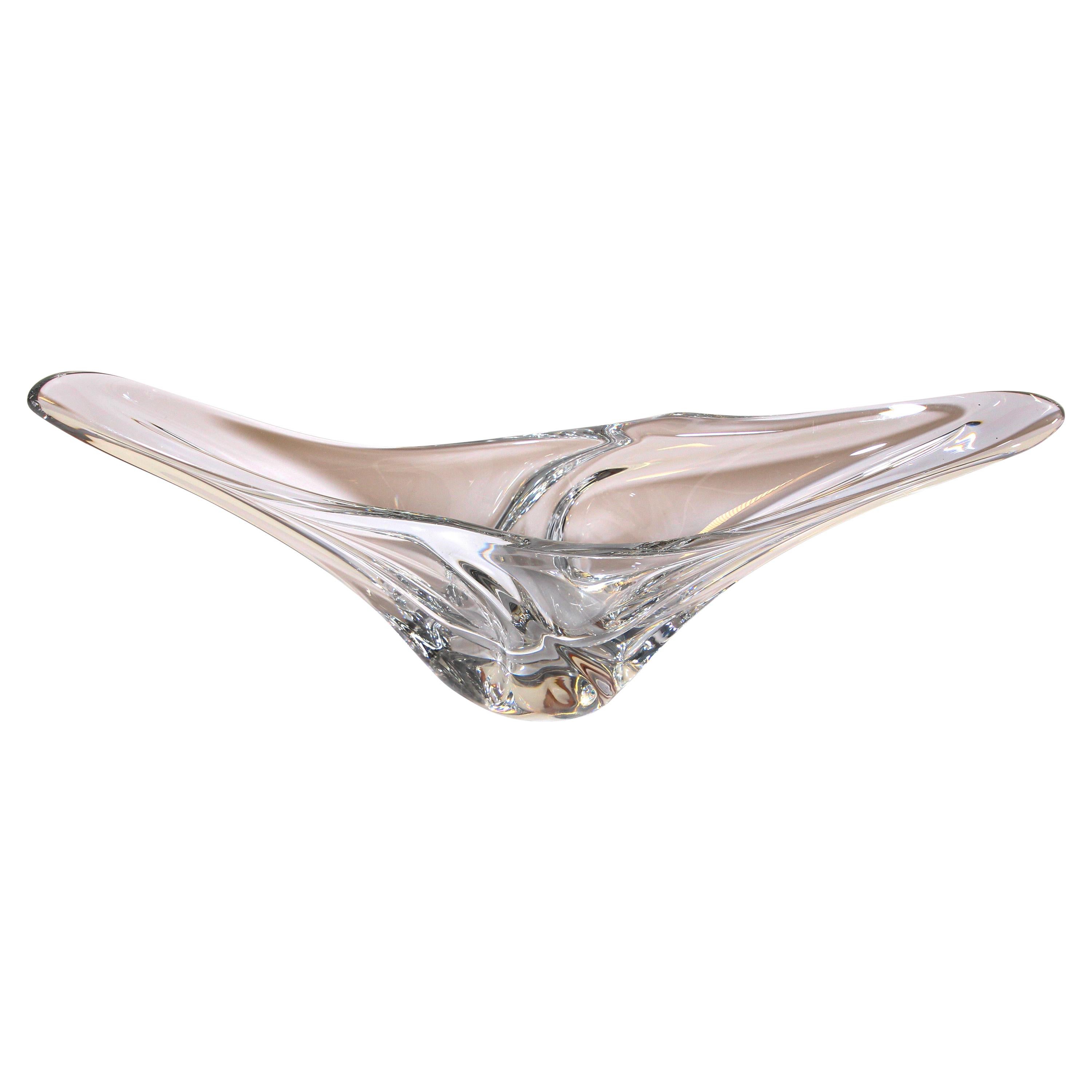 Sculptural Curvilinear Art Glass Fruit Bowl by Daum, France For Sale