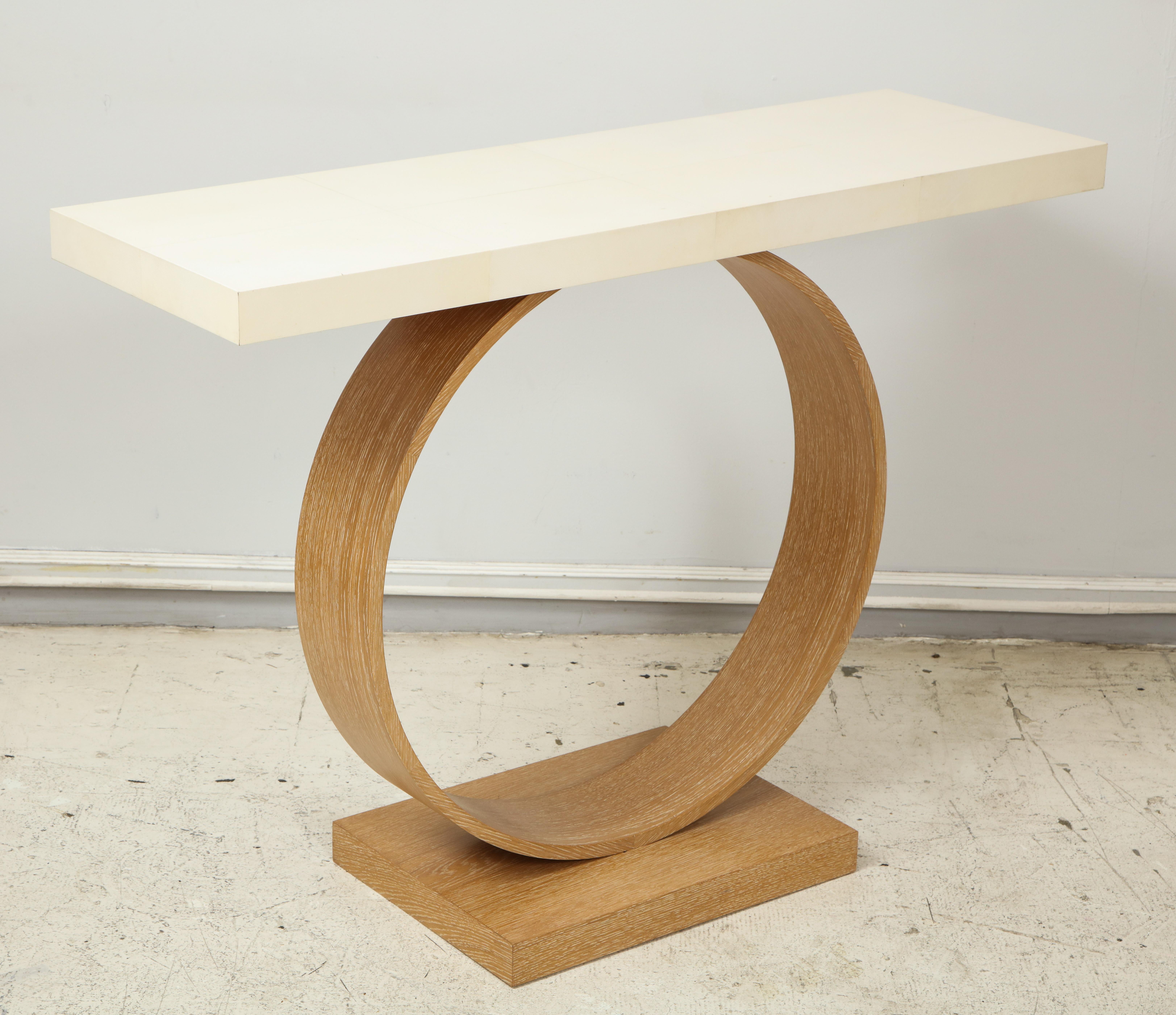 Custom Sculptural Cerused Oak and Parchment Console In New Condition For Sale In New York, NY
