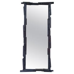 Sculptural Custom 'Linea' Wall Mirror No.2 in Black Plaster Finish by Benediko