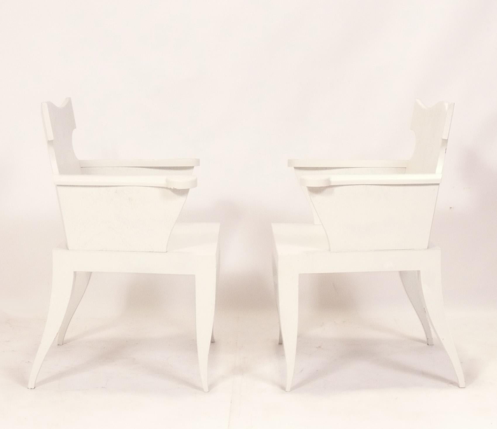Hollywood Regency Sculptural Custom Wood Armchairs Refinished In Your Choice of Color For Sale