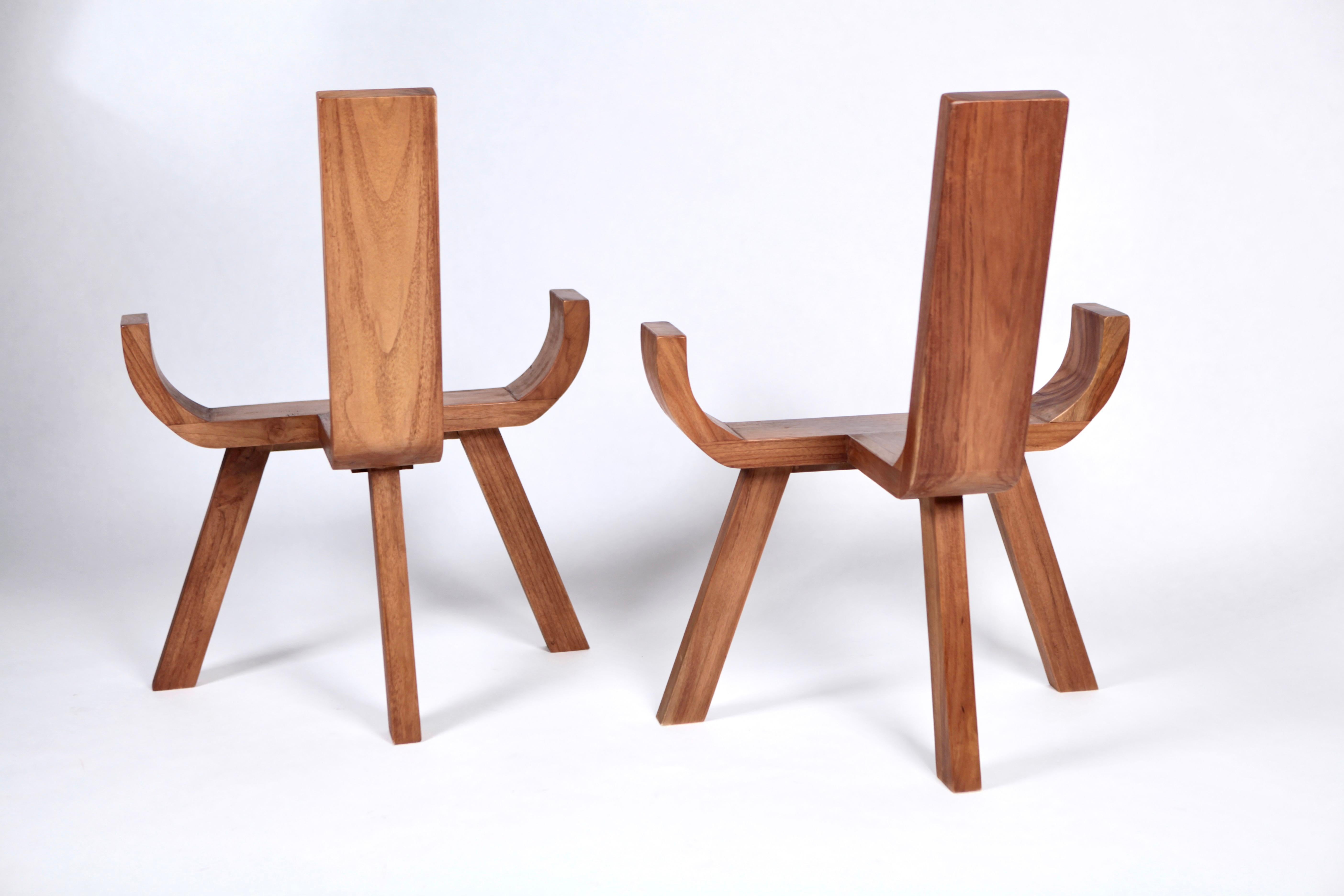 Sculptural Danish Easy Chairs, Solid Teak, 1960s For Sale 4