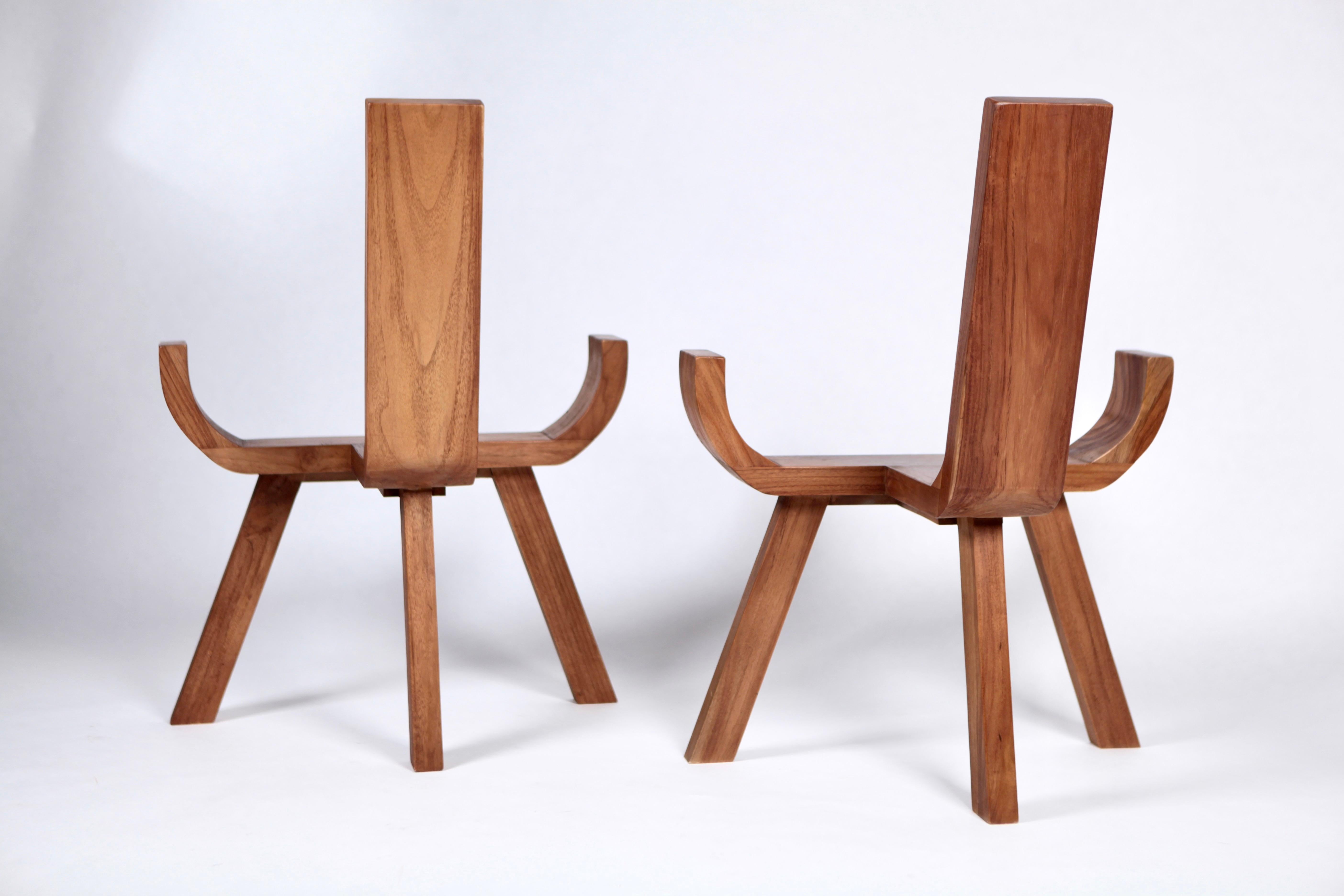 Sculptural Danish Easy Chairs, Solid Teak, 1960s For Sale 5