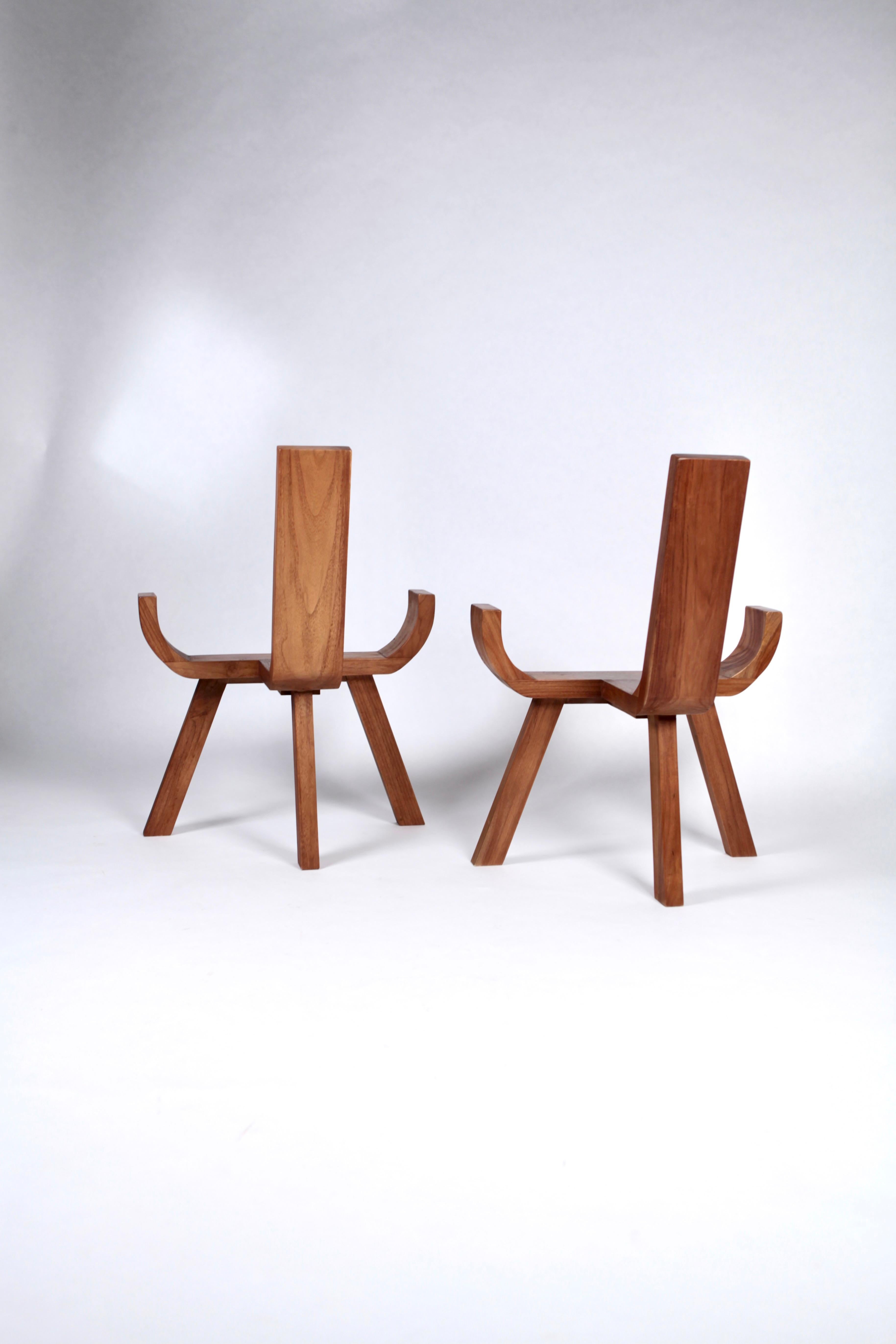 Sculptural Danish Easy Chairs, Solid Teak, 1960s For Sale 6