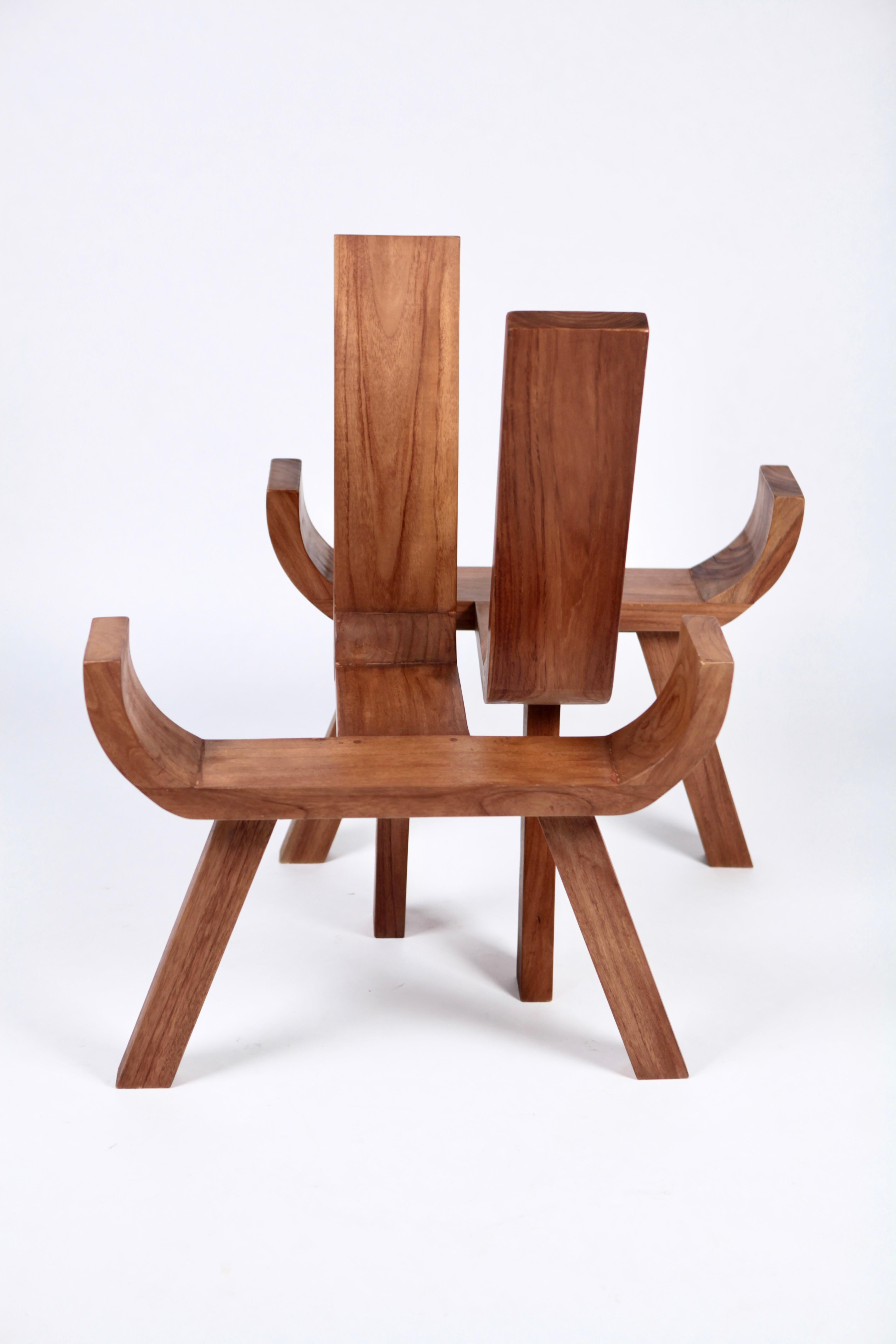 Sculptural Danish Easy Chairs, Solid Teak, 1960s For Sale 8