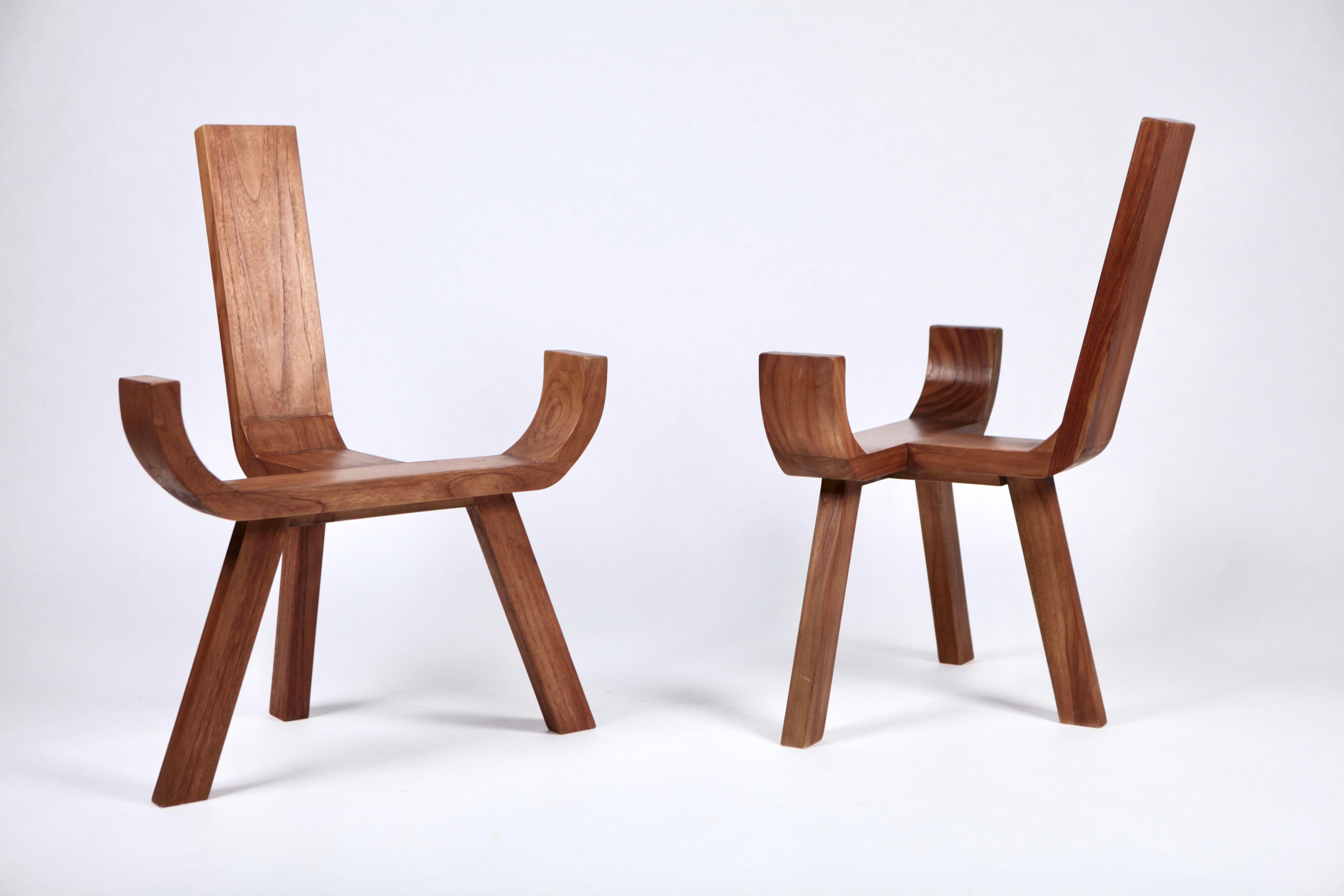 Sculptural Danish Easy Chairs, Solid Teak, 1960s For Sale 10