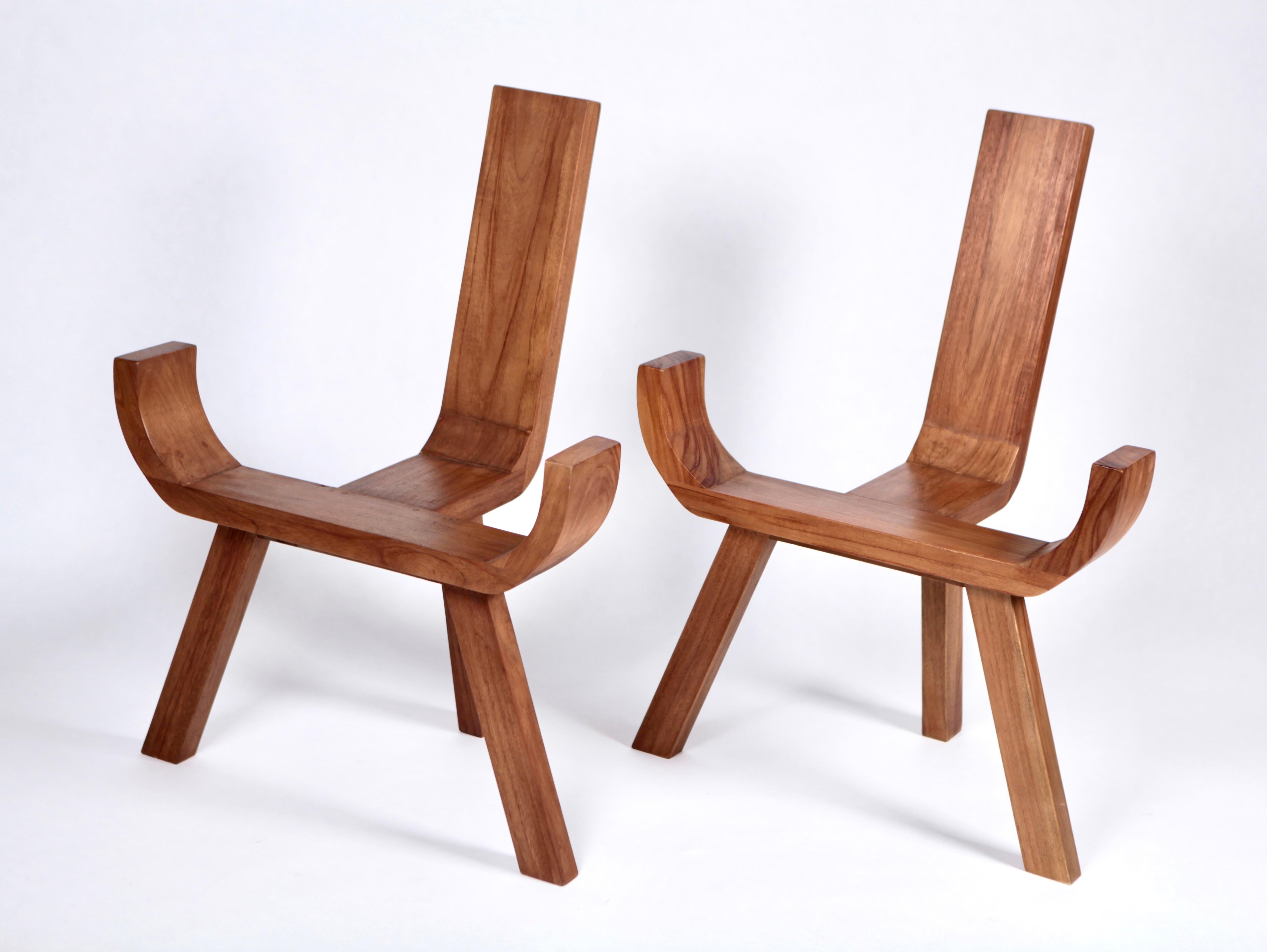 Sculptural Danish Easy Chairs, Solid Teak, 1960s For Sale 12