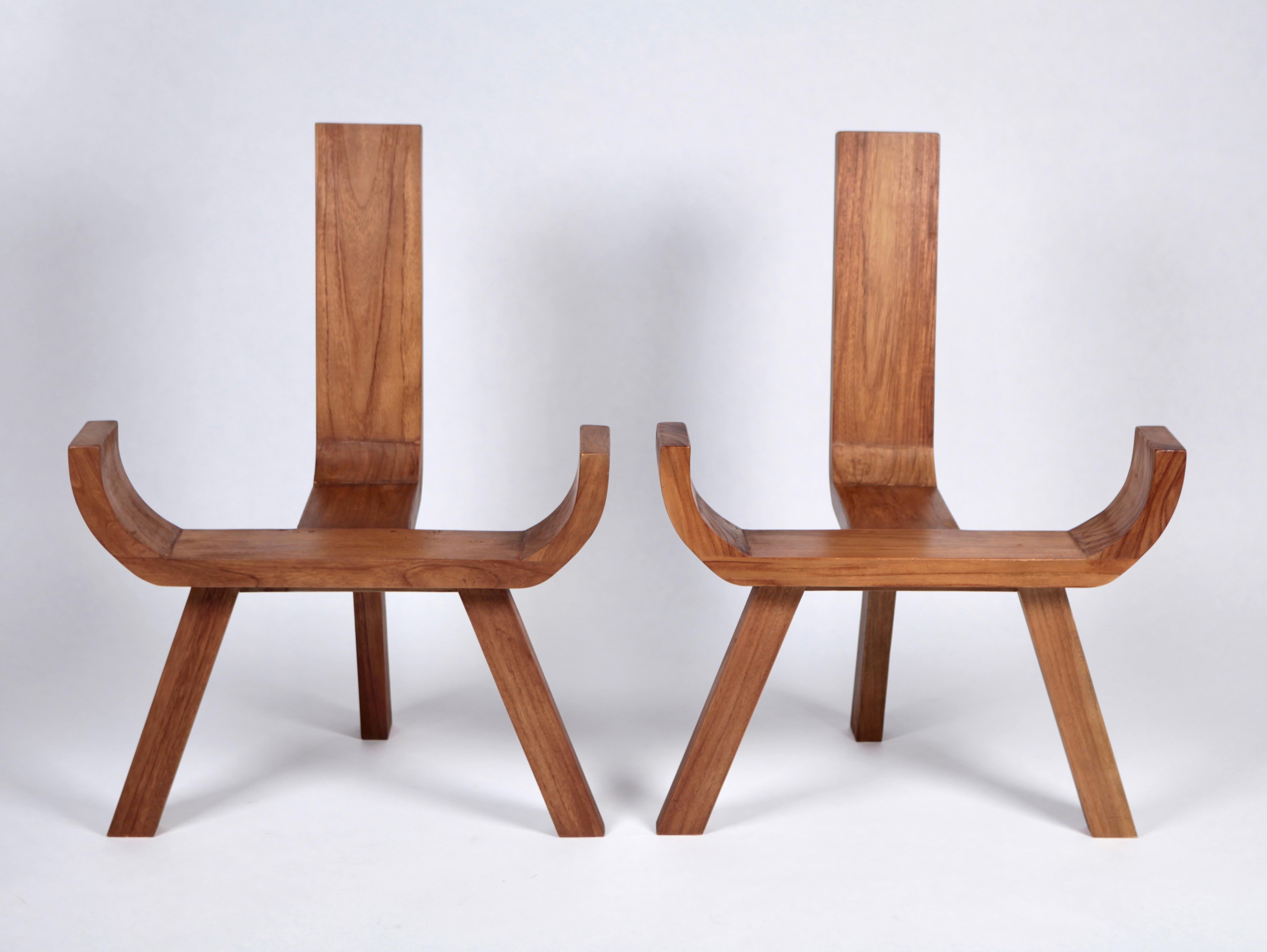 Scandinave moderne Fauteuils danois sculpturaux, teck massif, années 1960 en vente