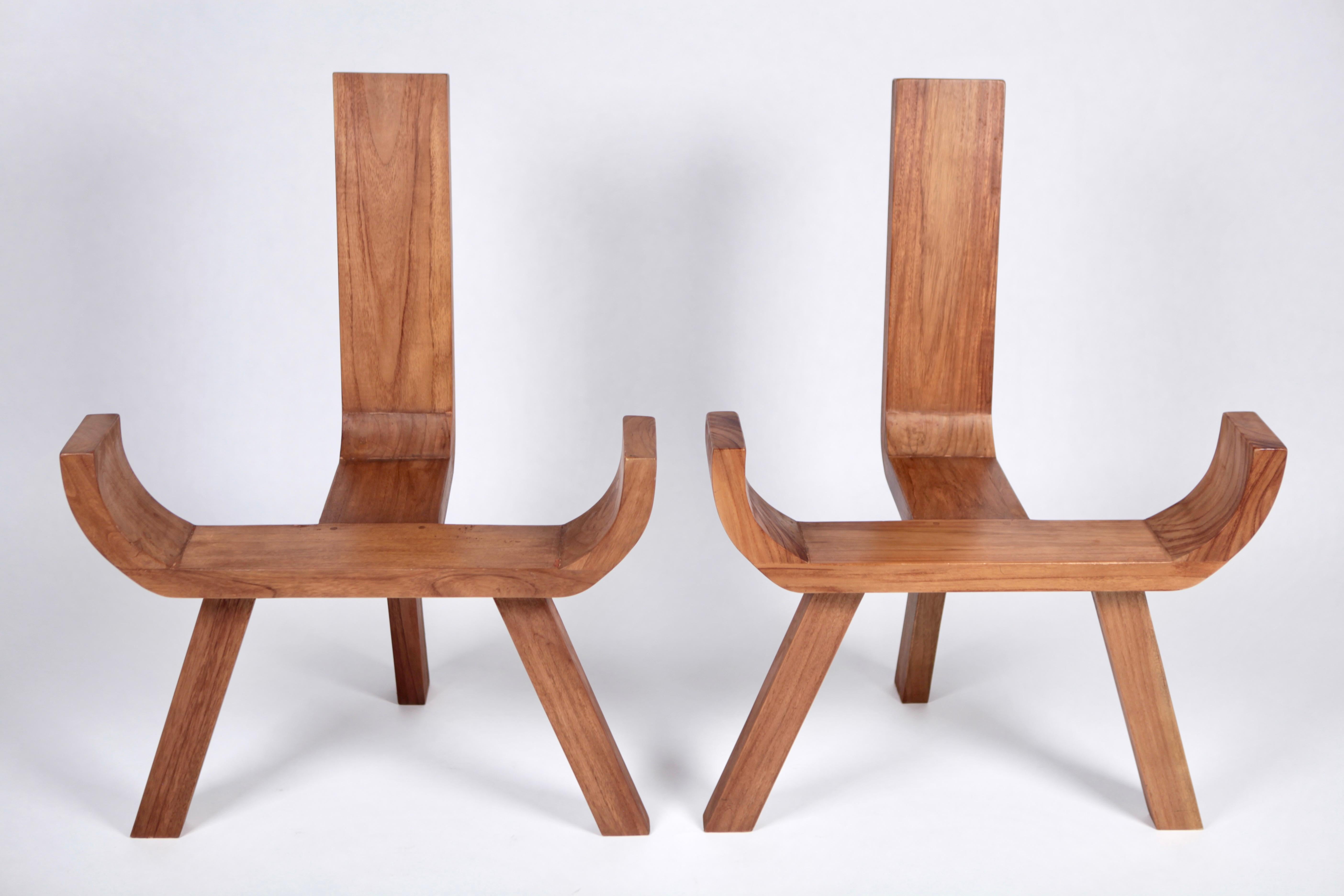 Scandinavian Modern Sculptural Danish Easy Chairs, Solid Teak, 1960s For Sale