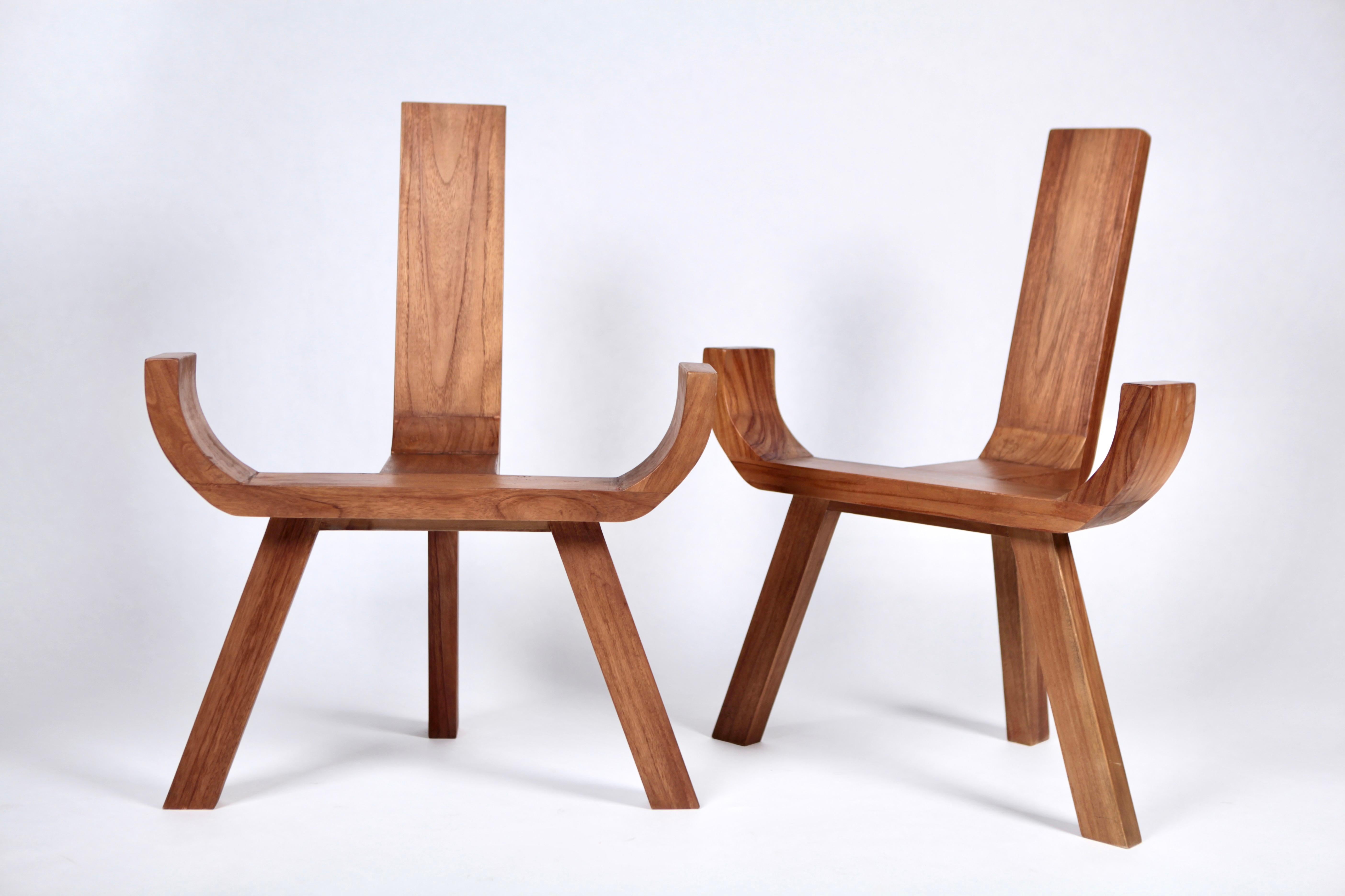 Mid-20th Century Sculptural Danish Easy Chairs, Solid Teak, 1960s For Sale