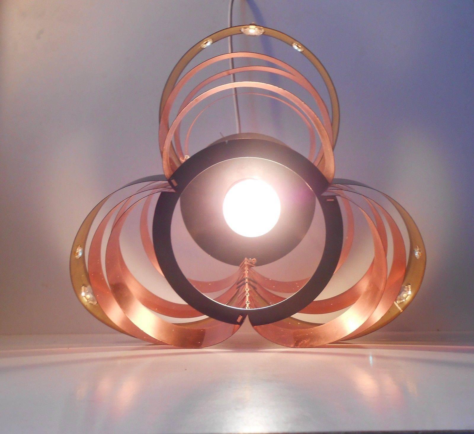Sculptural Danish Modern Copper Ceiling Lamp by Verner Schou, Coronell, 1970s In Good Condition For Sale In Esbjerg, DK