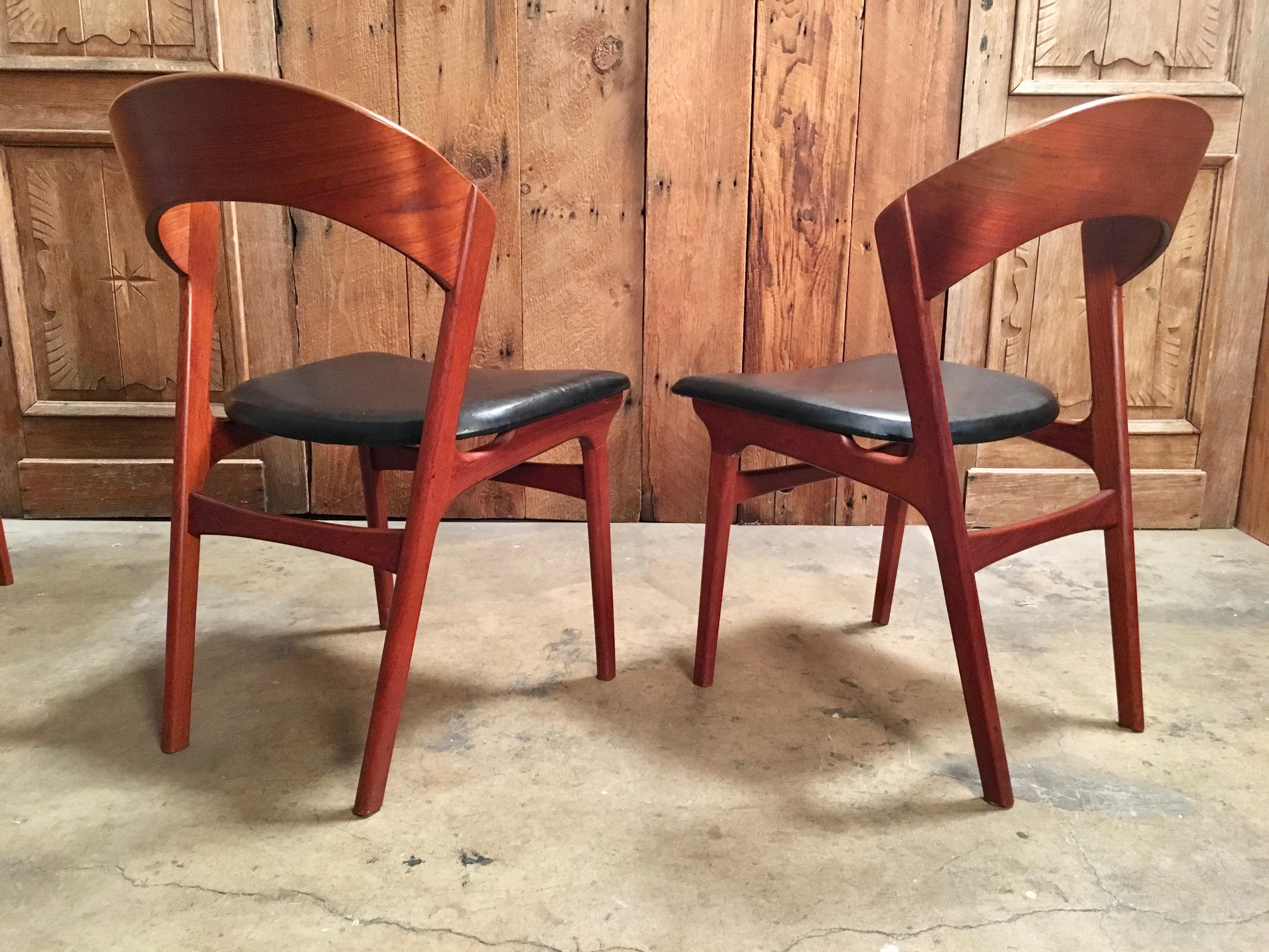 Teak  Sculptural Danish Modern Dining Chairs