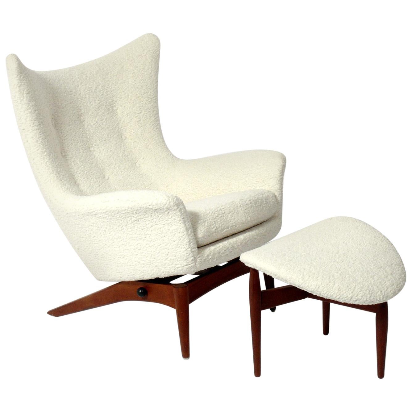 Sculptural Danish Modern Lounge Chair and Ottoman by H.W. Klein
