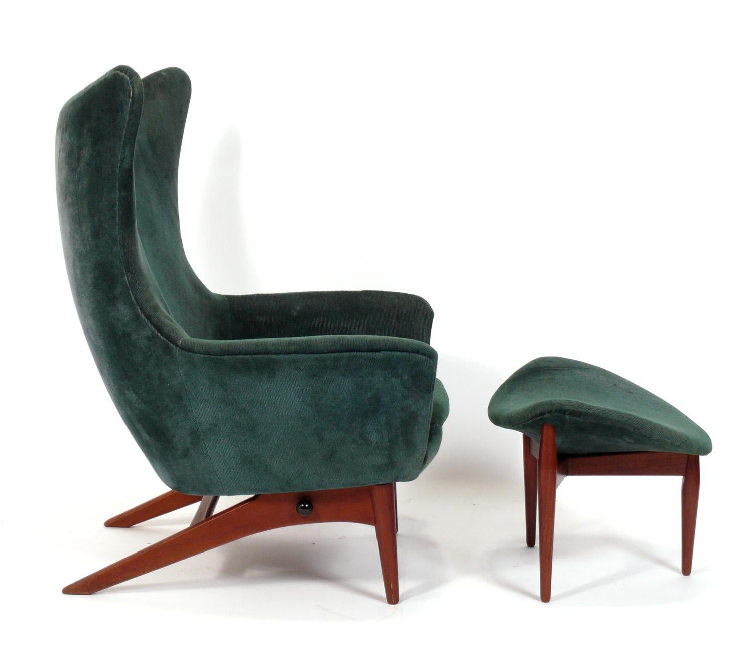 Silla y otomana escultóricas danesas modernas de H.W. Klein Retapizado Moderno de mediados de siglo en venta