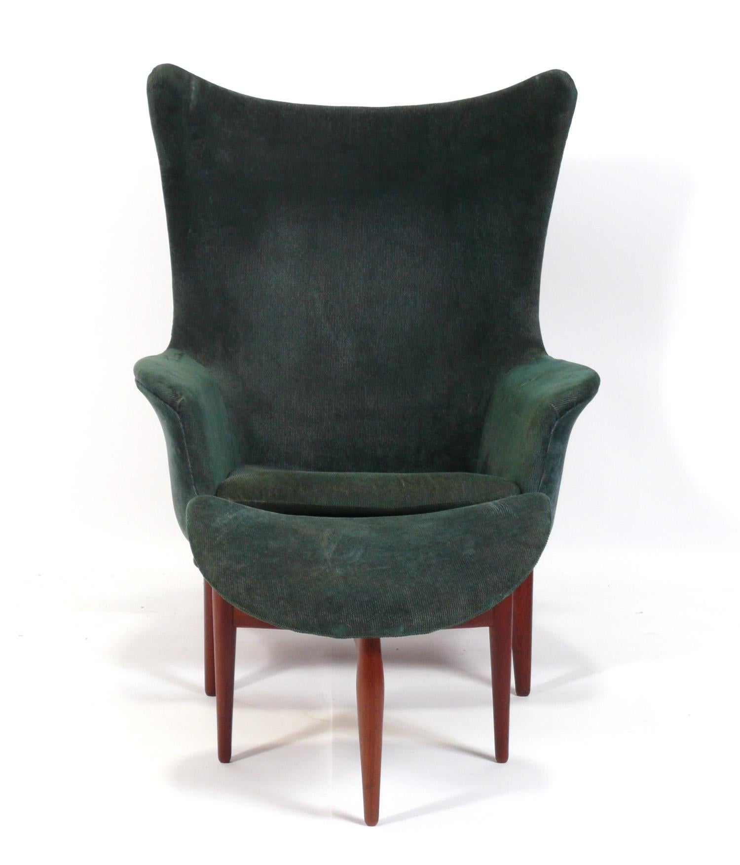 Silla y otomana escultóricas danesas modernas de H.W. Klein Retapizado en Bueno estado para la venta en Atlanta, GA