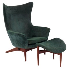 Silla y otomana escultóricas danesas modernas de H.W. Klein Retapizado