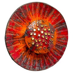 Skulpturaler dänischer Sonnenblumen-Wandleuchter aus säureglasiertem Steingut, 1970er Jahre