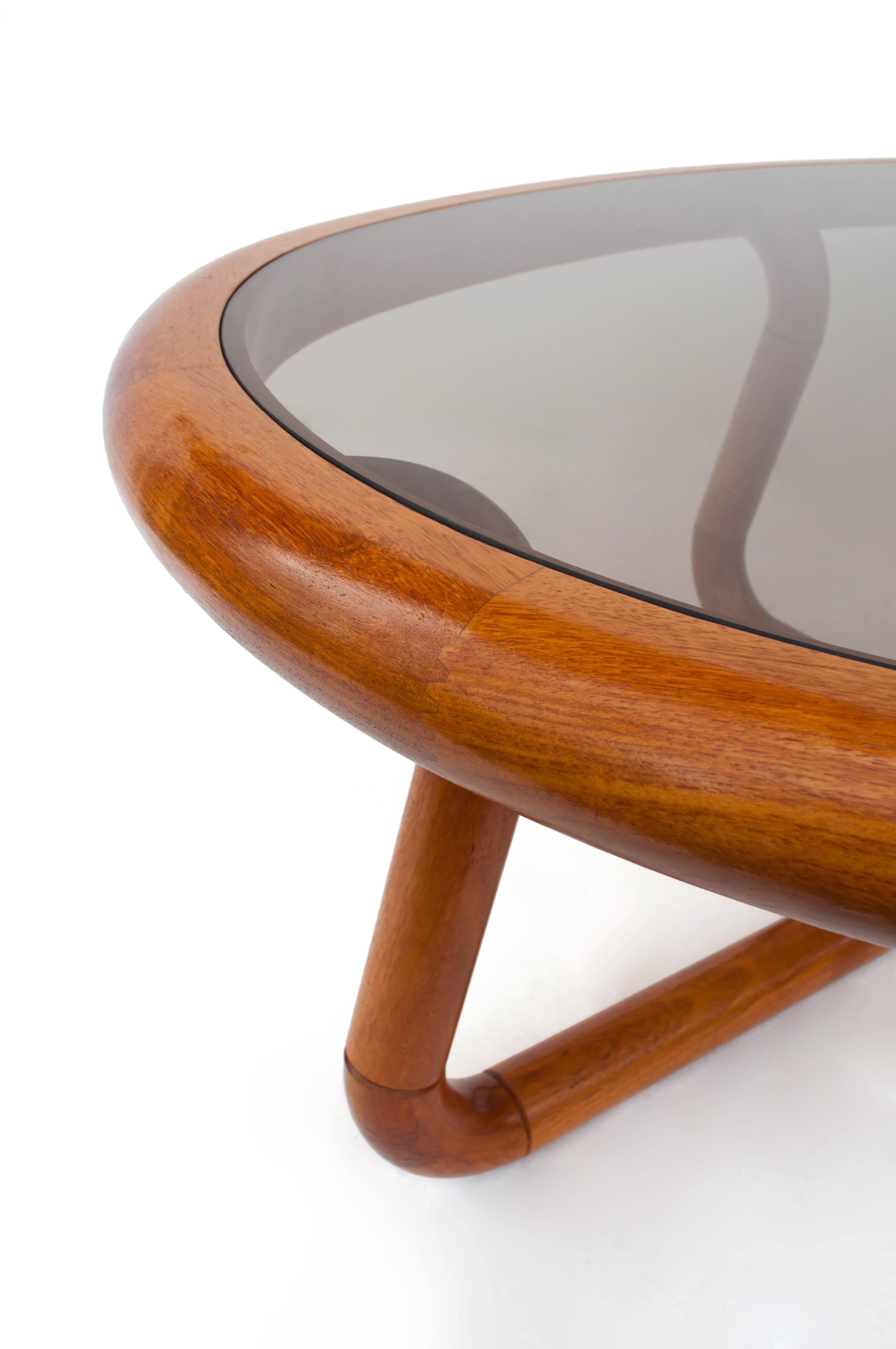 Mid-20th Century Sculptural Danish Teak and Glass Coffee Table for Uldum Møbelfabrik