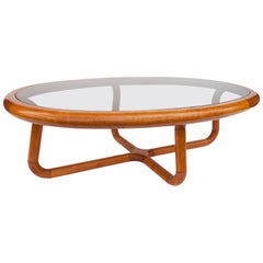Sculptural Danish Teak and Glass Coffee Table for Uldum Møbelfabrik