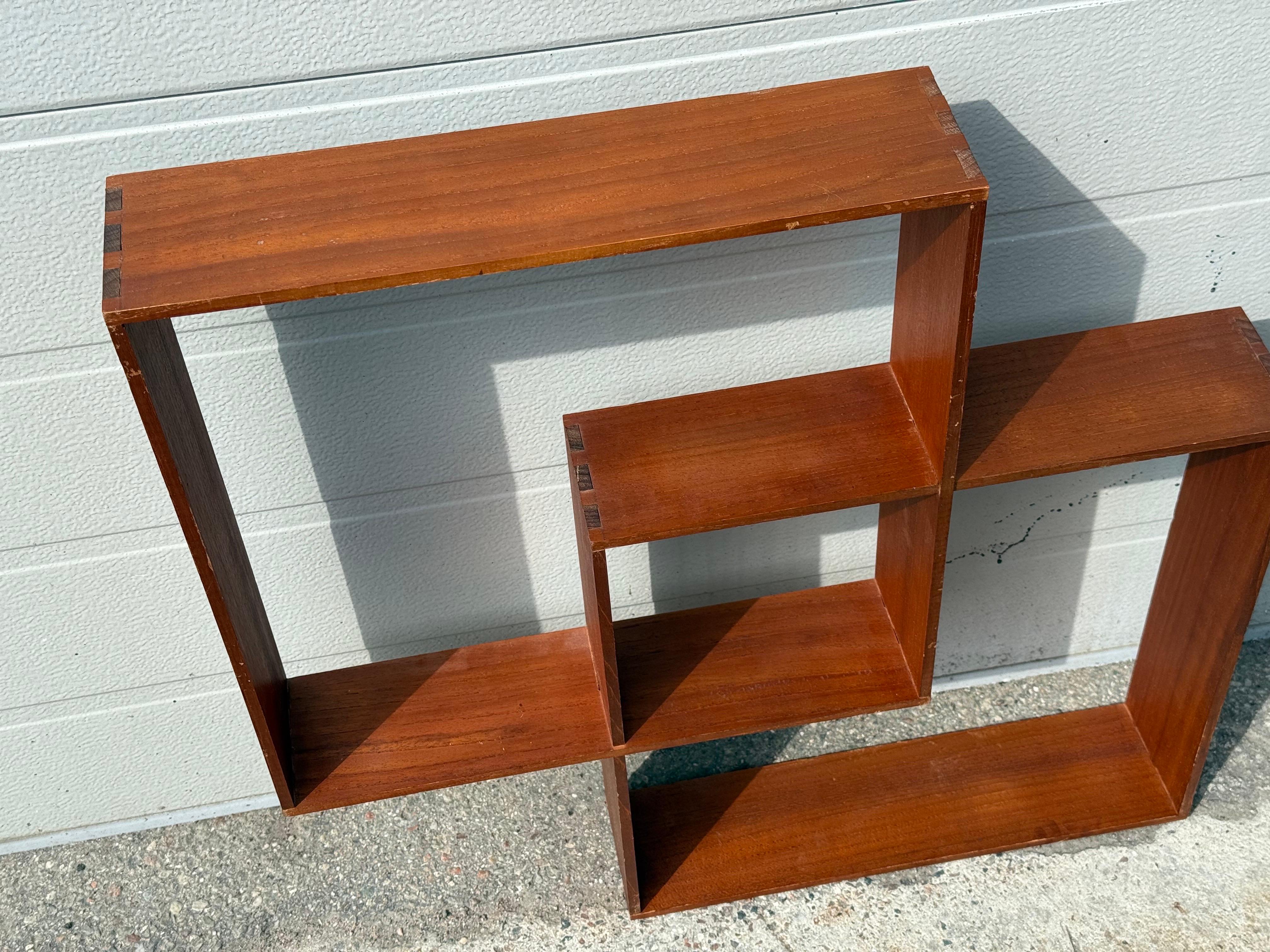 Mid-20th Century Sculptural Danish tenon jointed 1960's teak shelf For Sale