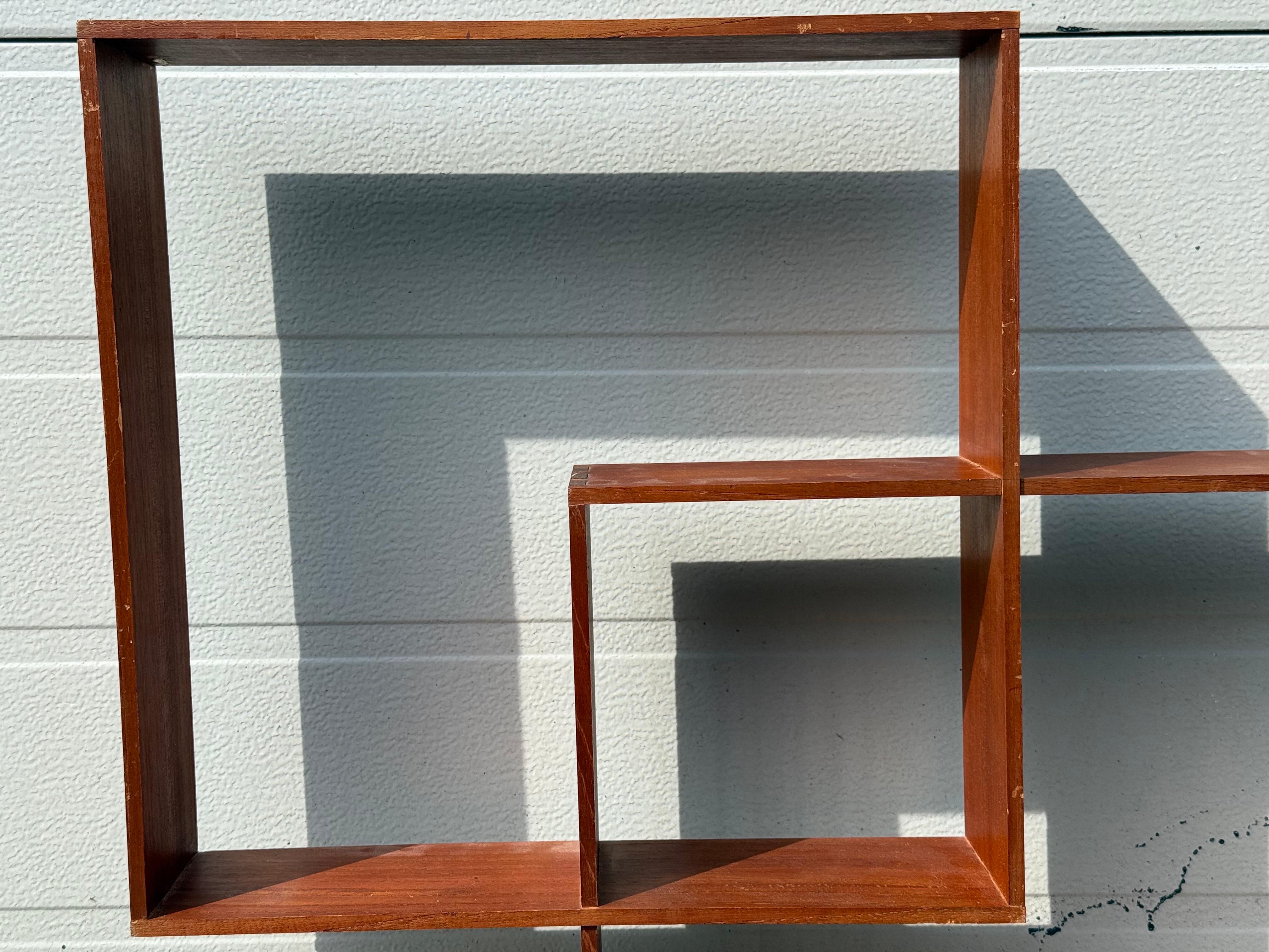 Sculptural Danish tenon jointed 1960's teak shelf For Sale 1