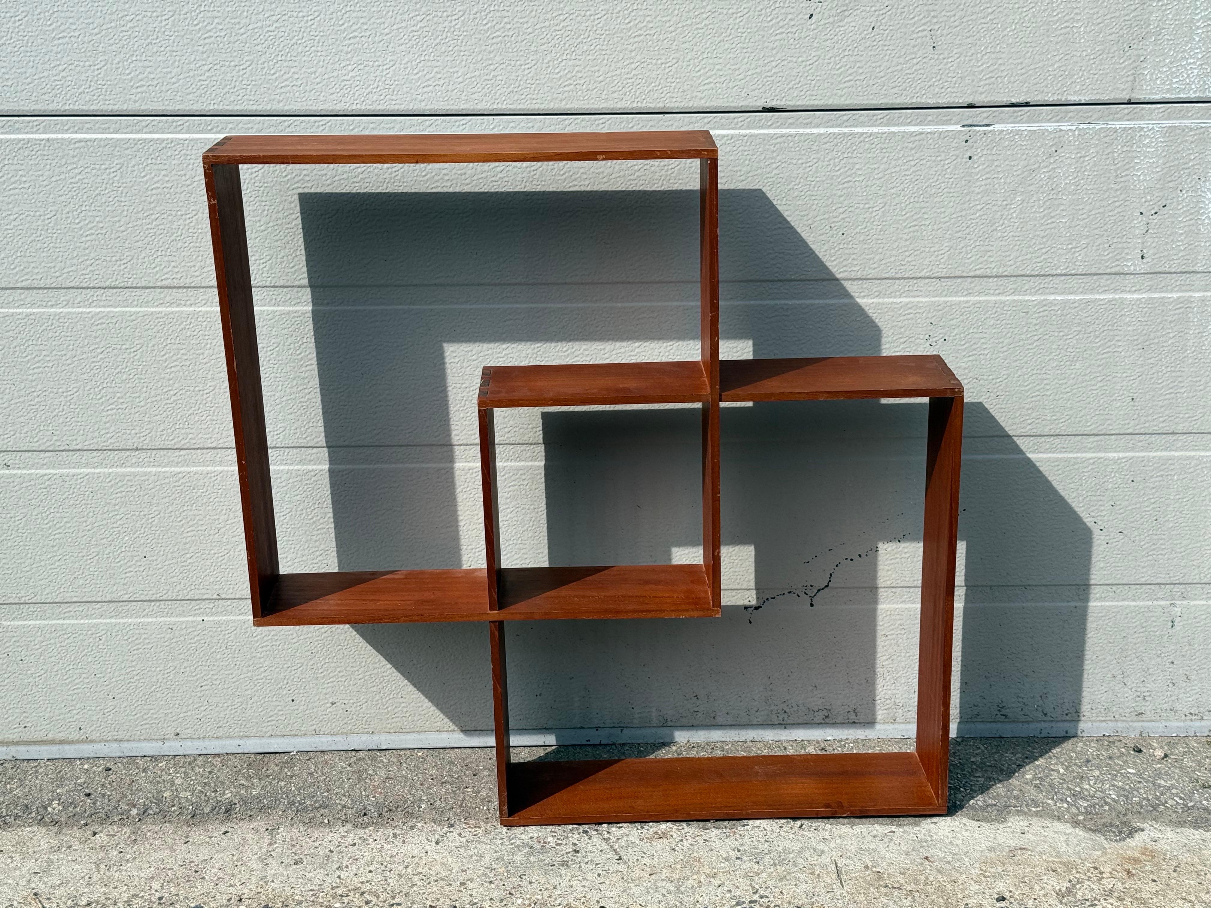 Sculptural Danish tenon jointed 1960's teak shelf For Sale 2