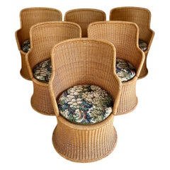 Sculptural Danish Wicker Dining Chairs by Torsten Johansson and Robert Wengler