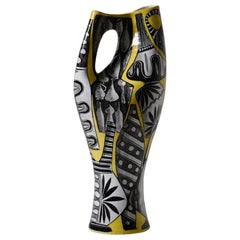 Sculptural Decorated Ceramic Vase, Italy, 1950s