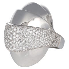 Sculptural Design Armadillo 18K White Gold Diamond Pavé Ring