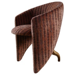 Sculptural Designer Accent Lounge Chair Upholstered in Élitis Jacquard Velvet