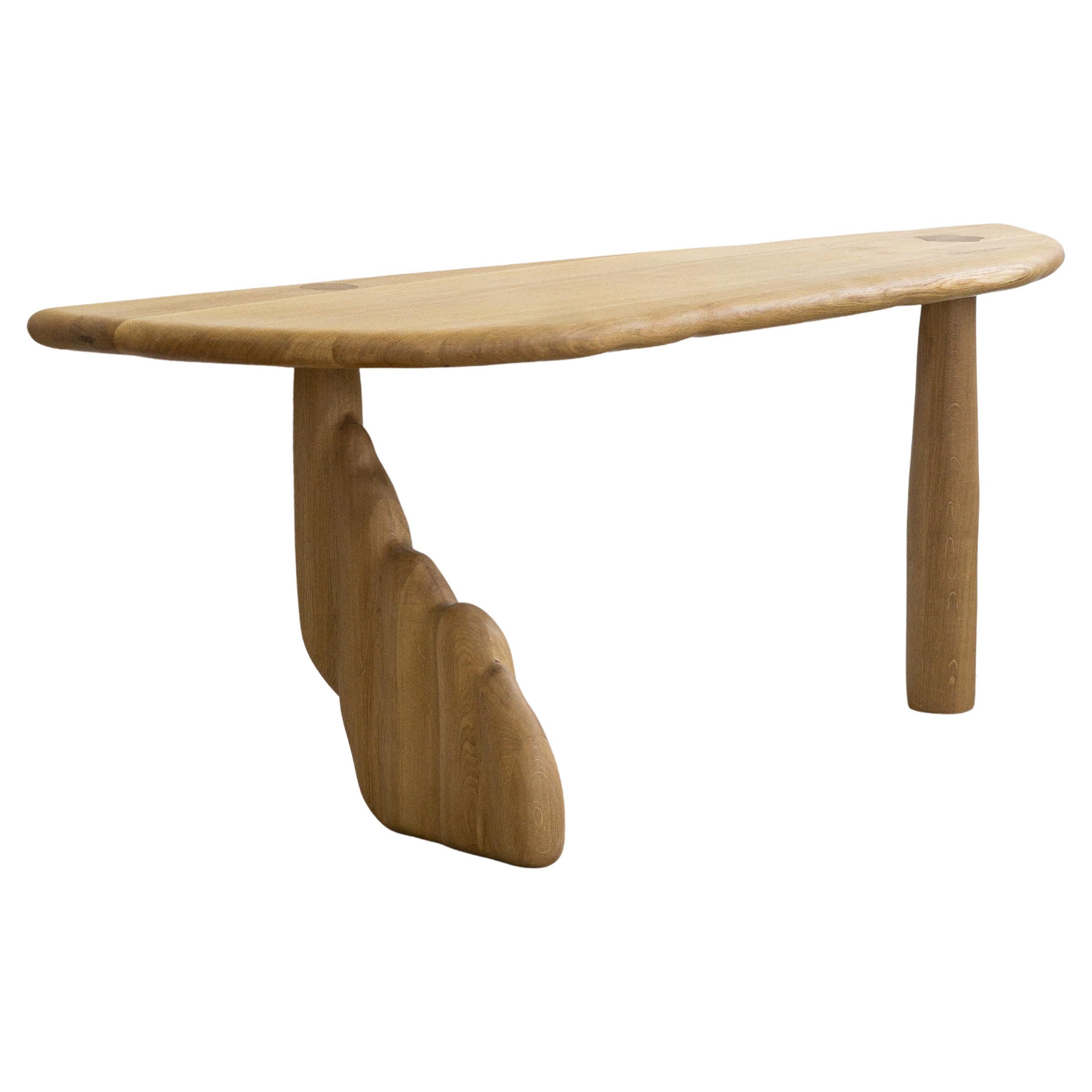 Sculptural Desk Table – White Oak For Sale