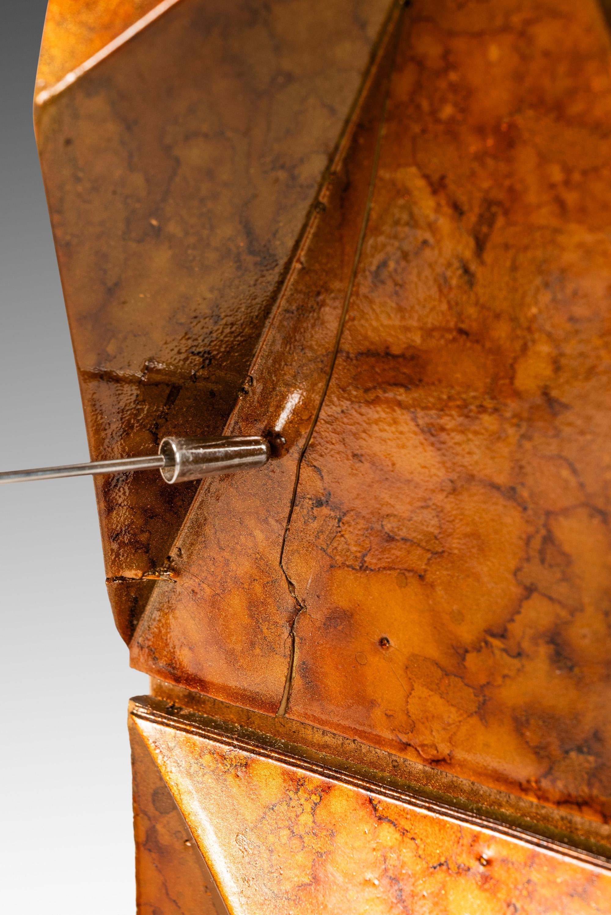 Sculptural Diamond Faced Credenza / Sideboard With Leather Top, Italy, c. 1970's For Sale 11