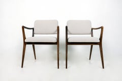Sculptural Dining Arm Chairs in the Style of Gio Ponti Walnut