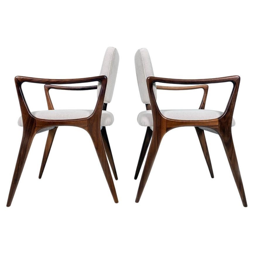 Sillones de comedor escultóricos al estilo de Gio Ponti Nogal