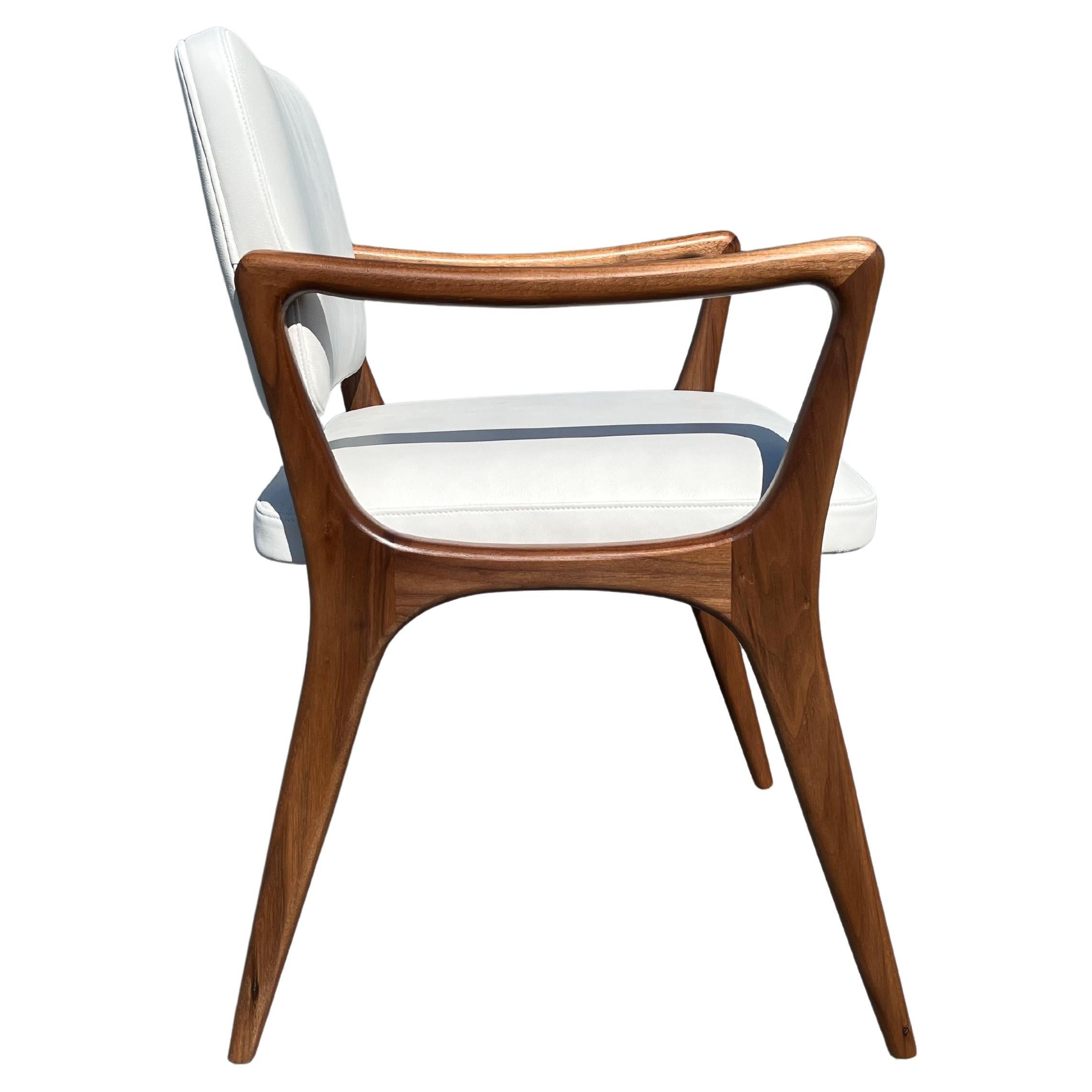 Sculptural Dining Arm Chairs in the Style of Gio Ponti Walnut