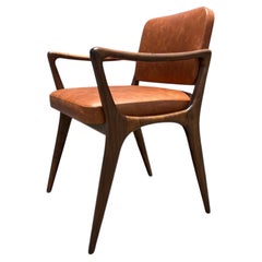 Sculptural Dining Arm Chairs in the Style of Gio Ponti Walnut