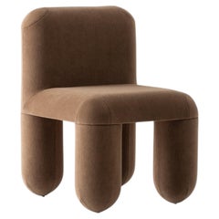 Sculptural Dining Chair HELLO in Mocha Brown Alpaca Wool by NOOM