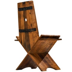 Sculptural Dining Chair in Oak with Iron Accents