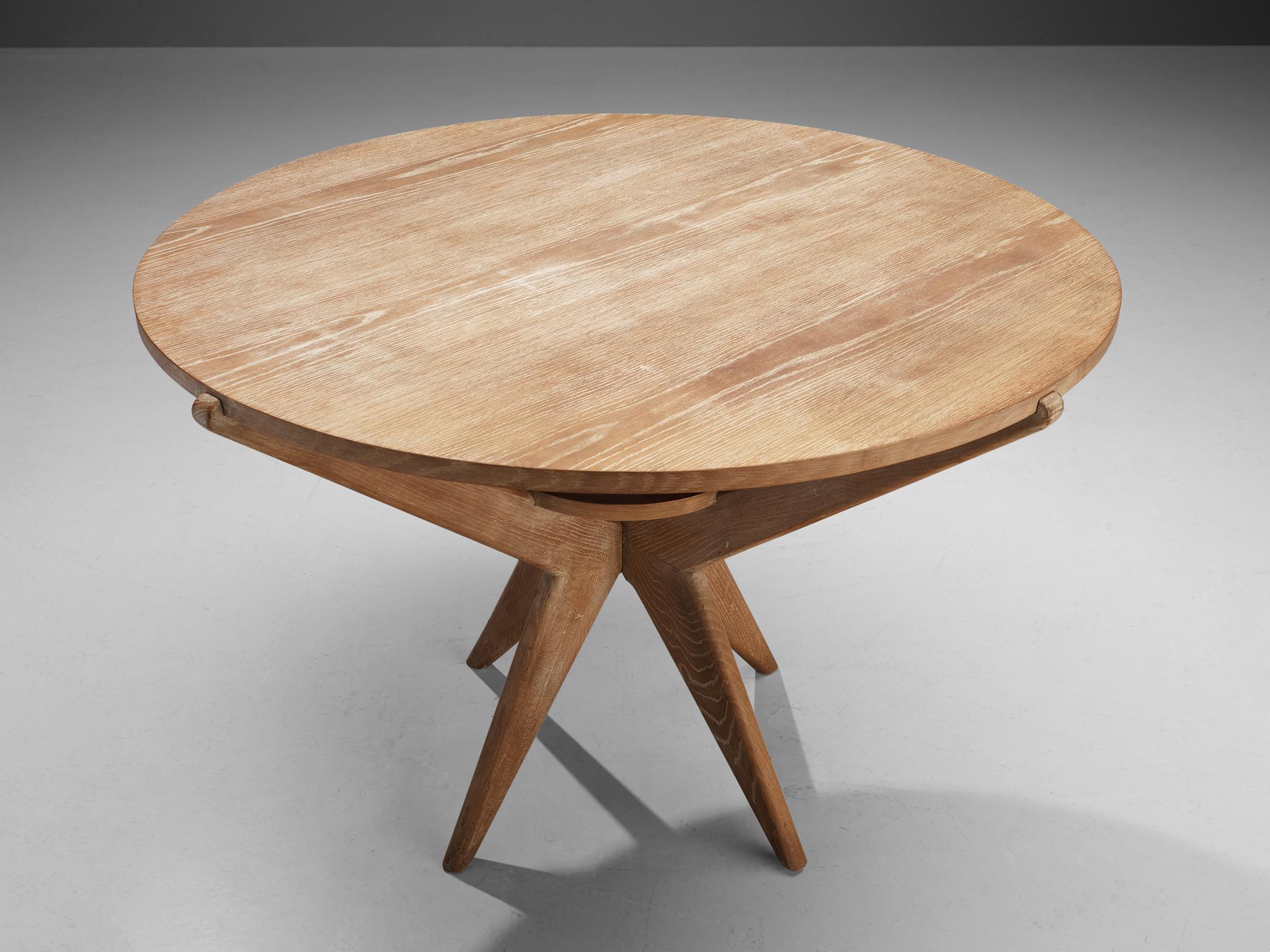 Sculptural Dining or Center Table in Cerused Oak In Good Condition In Waalwijk, NL