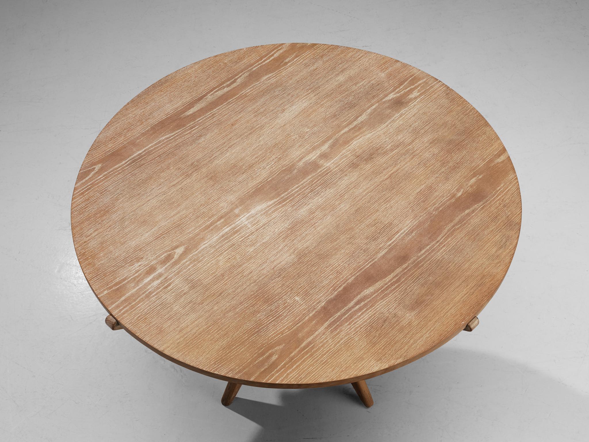 Sculptural Dining or Center Table in Cerused Oak 1
