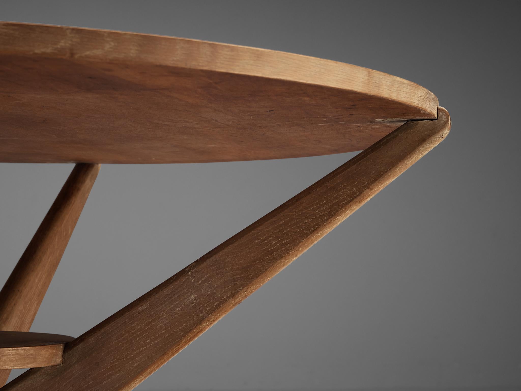 Sculptural Dining or Center Table in Cerused Oak 2