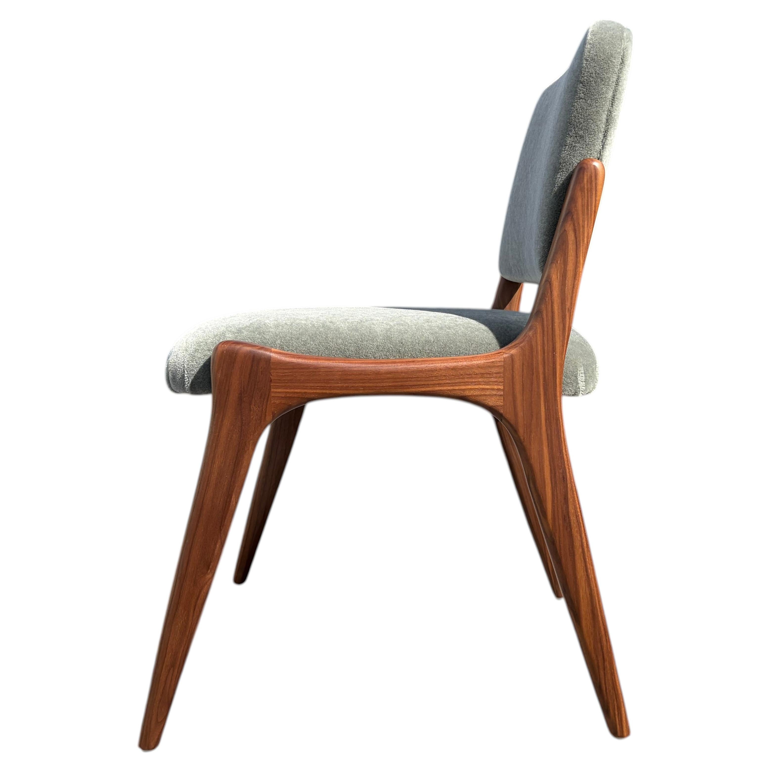 Sculptural Dining Side Chairs in the Style of Gio Ponti, Solid Walnut