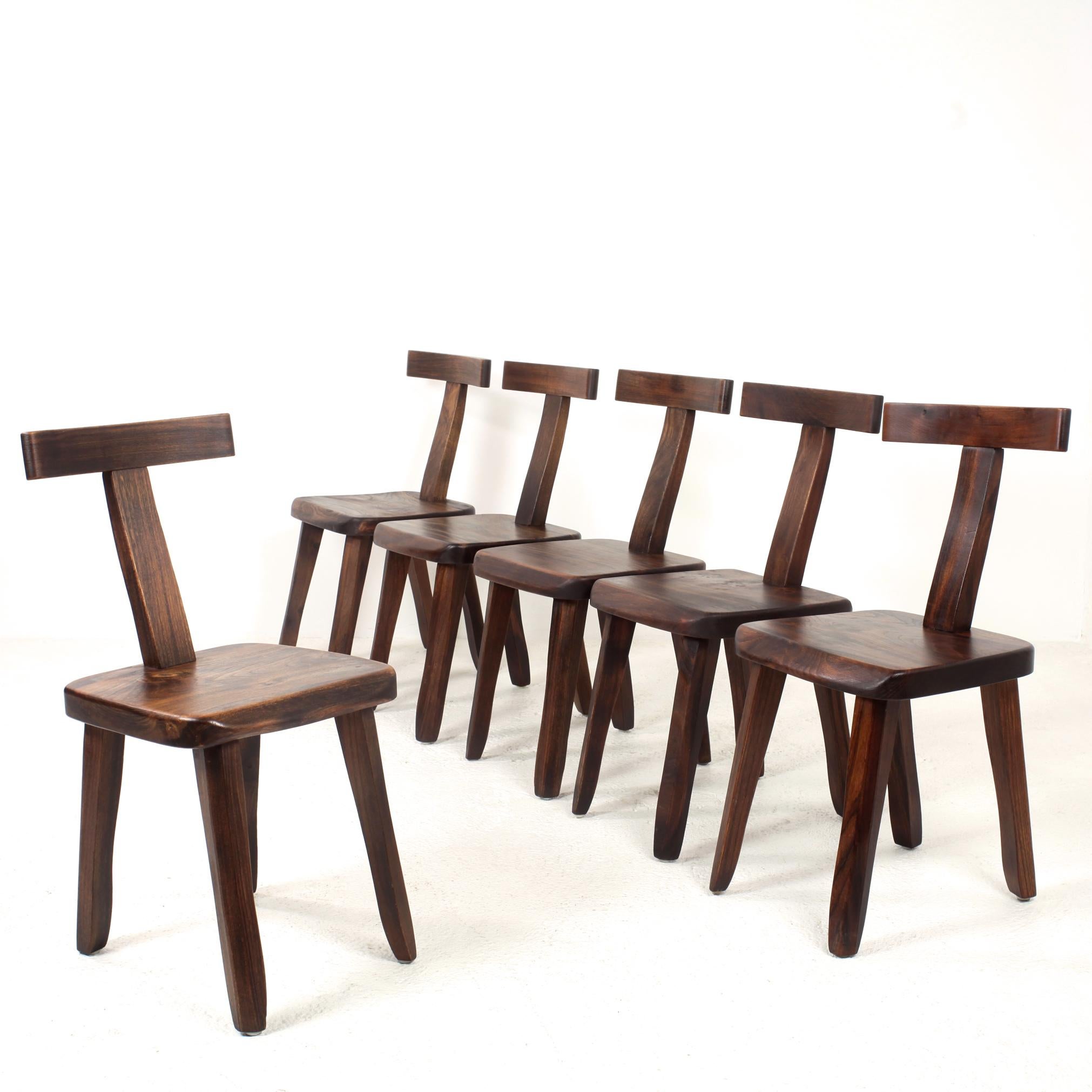 Mid-Century Modern Sculptural Dining T-Chairs by Olavi Hanninen Set of 6